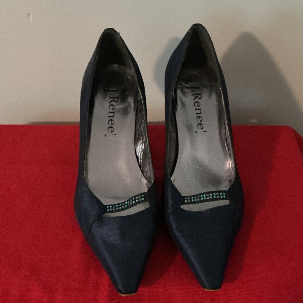 J.Renee Navy Heels with Embellished Detail